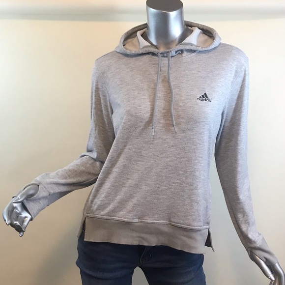 Adidas Women's Medium Hoodie Transit Light Weight Gray Athletic Pullover - Picture 3 of 14